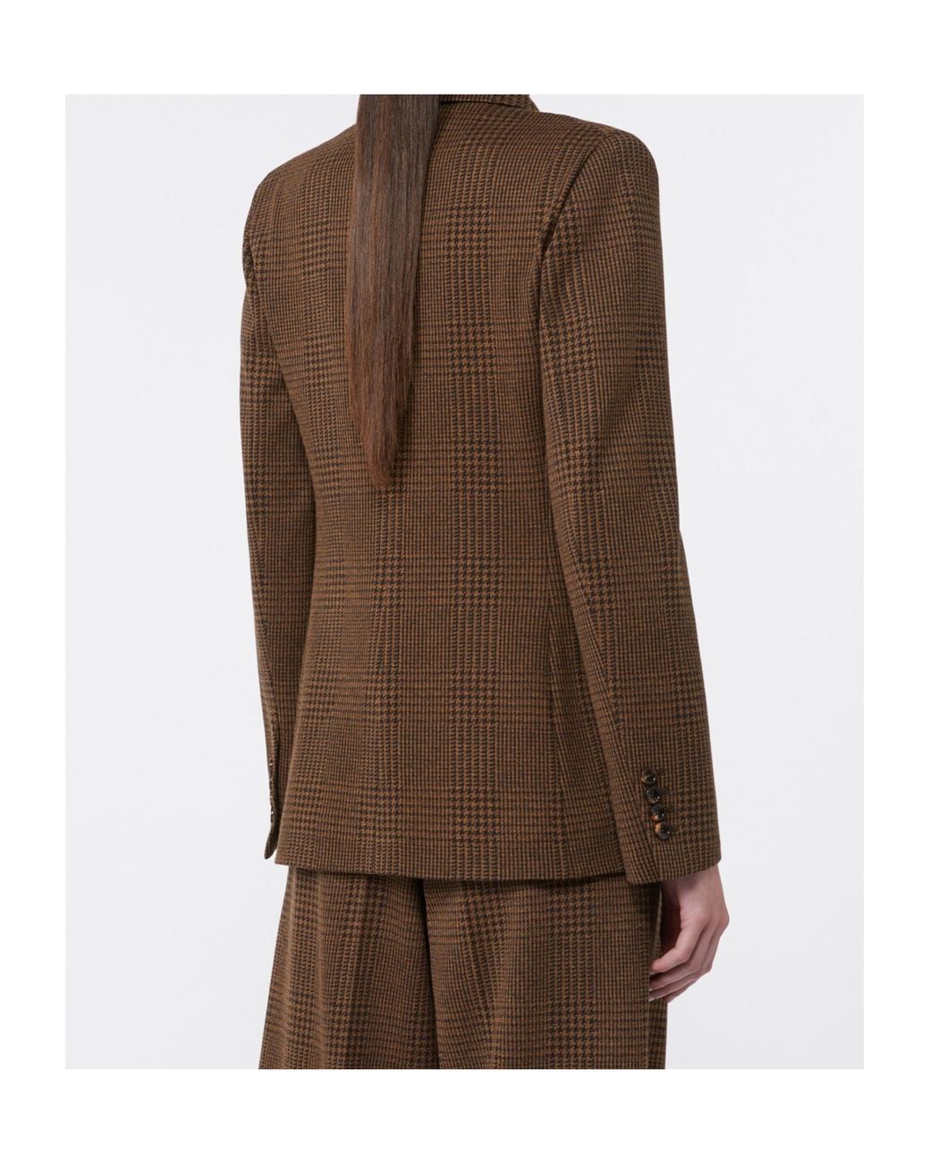 Max Mara Brown Double-Breasted Checked Blazer