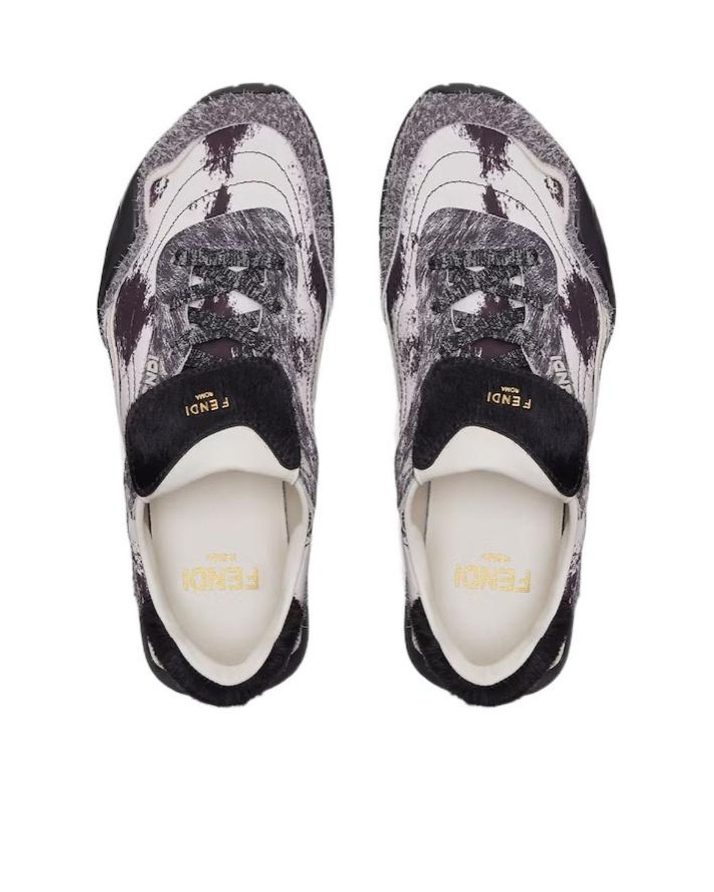 Fendi Brown Printed Low Top Sneakers
