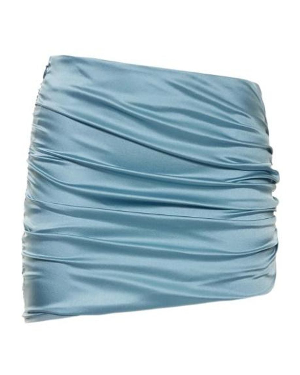 Alessandra Rich Blue Silk Satin Asymmetric Mini Skirt