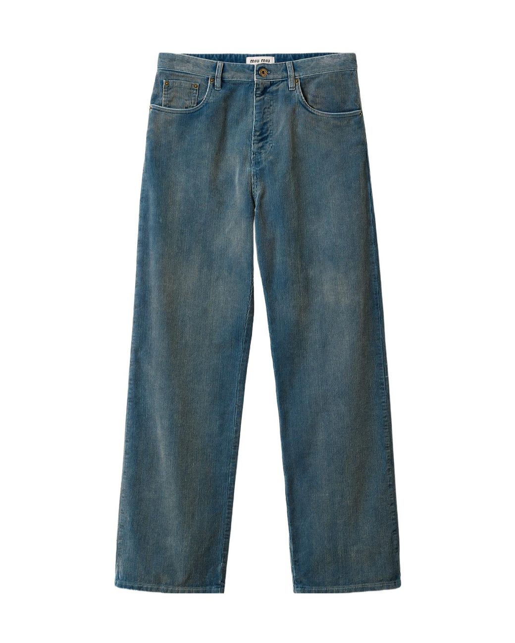 Miu Miu Blue Corduroy Straight-Leg Pants