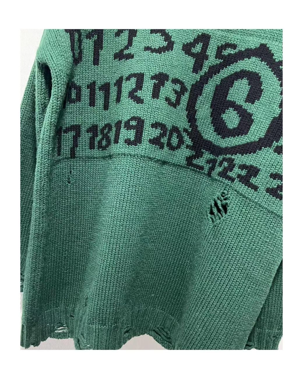 MM6 by Maison Margiela Green Intarsia-Knit Logo Jumper for men