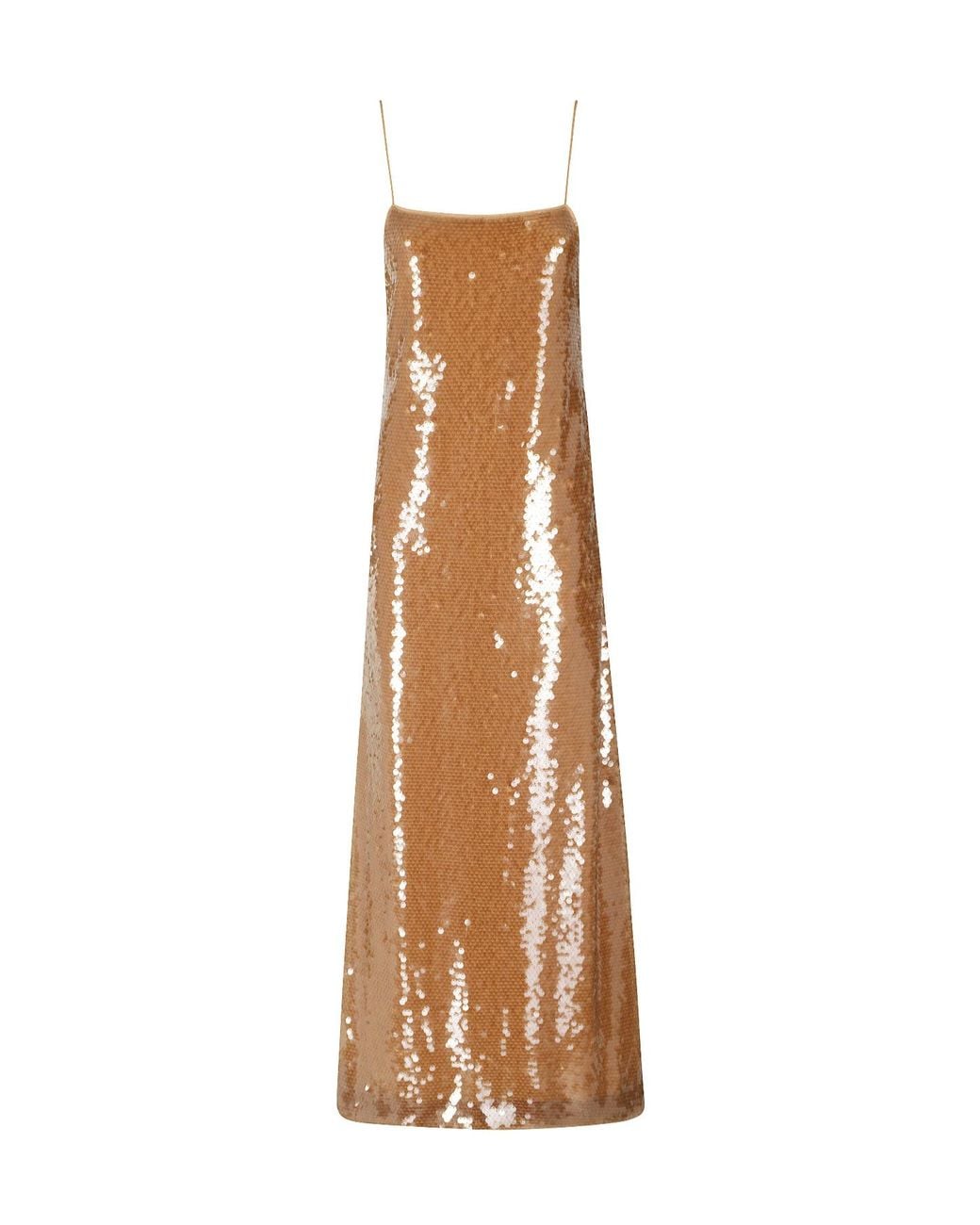 Alberta Ferretti Natural Spaghetti-Strap Dress