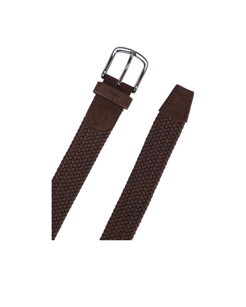 Boss Brown Woven Belt With Leather Trims for men