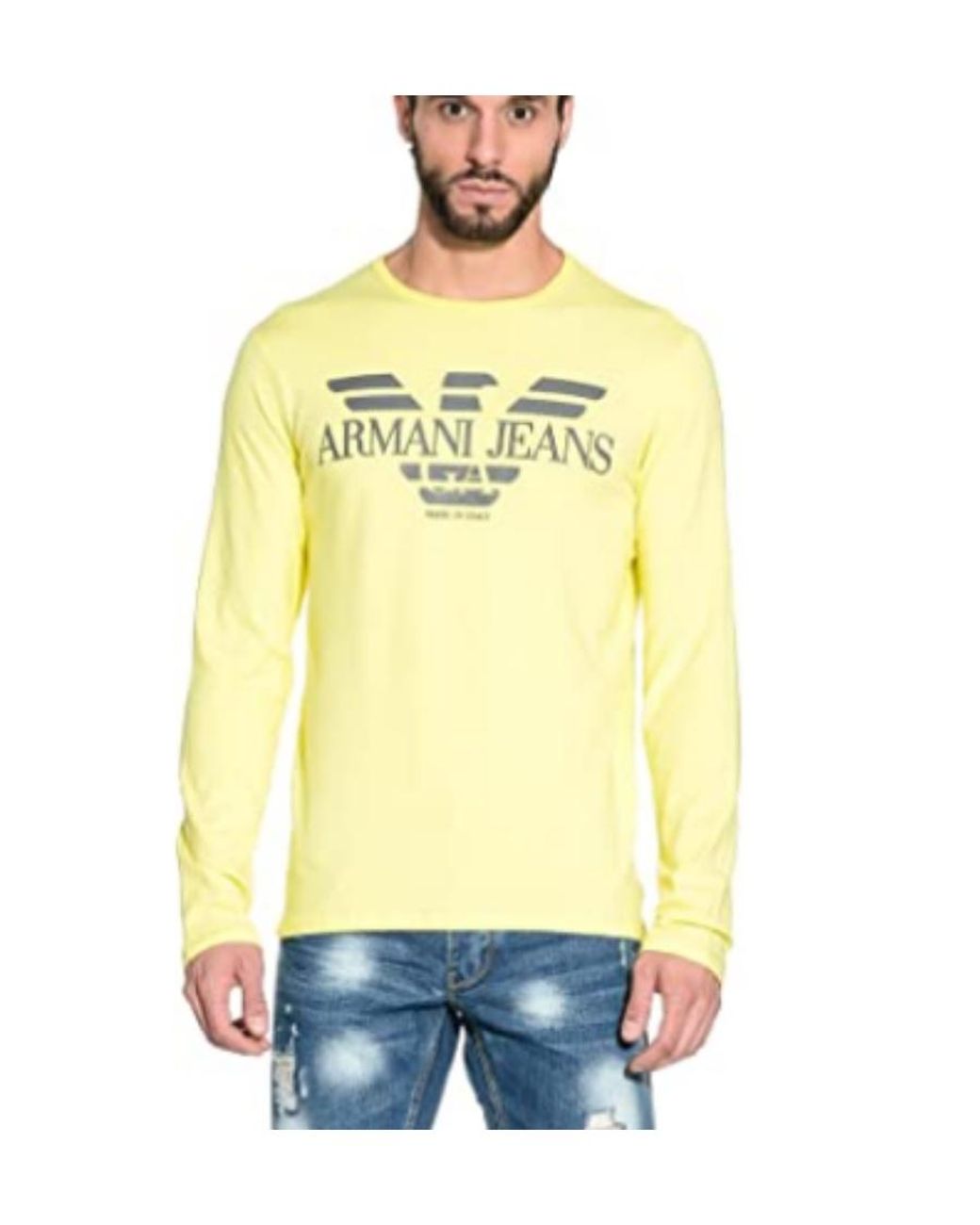 Armani Jeans Yellow Logo Details T-Shirt for men