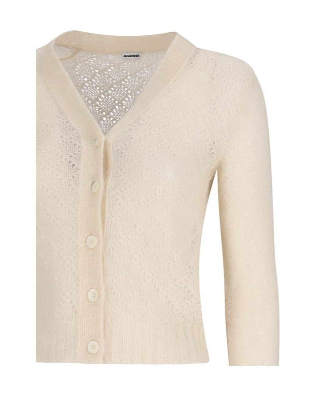 Jil Sander Natural Lace-Knit Mohair-Blend Cardigan