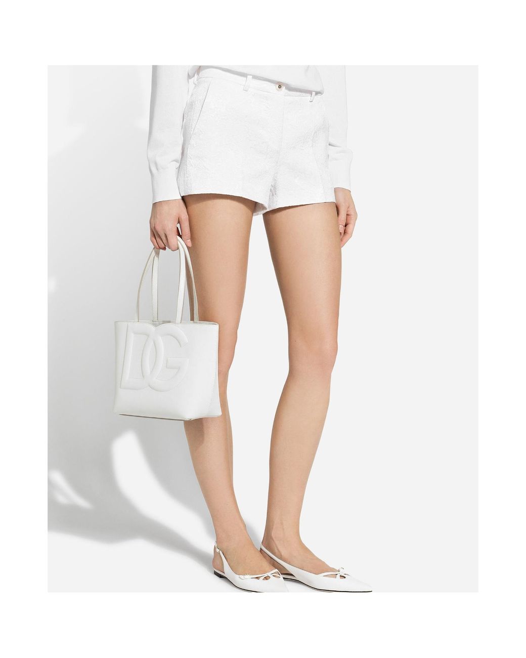 Dolce & Gabbana White Brocade Shorts