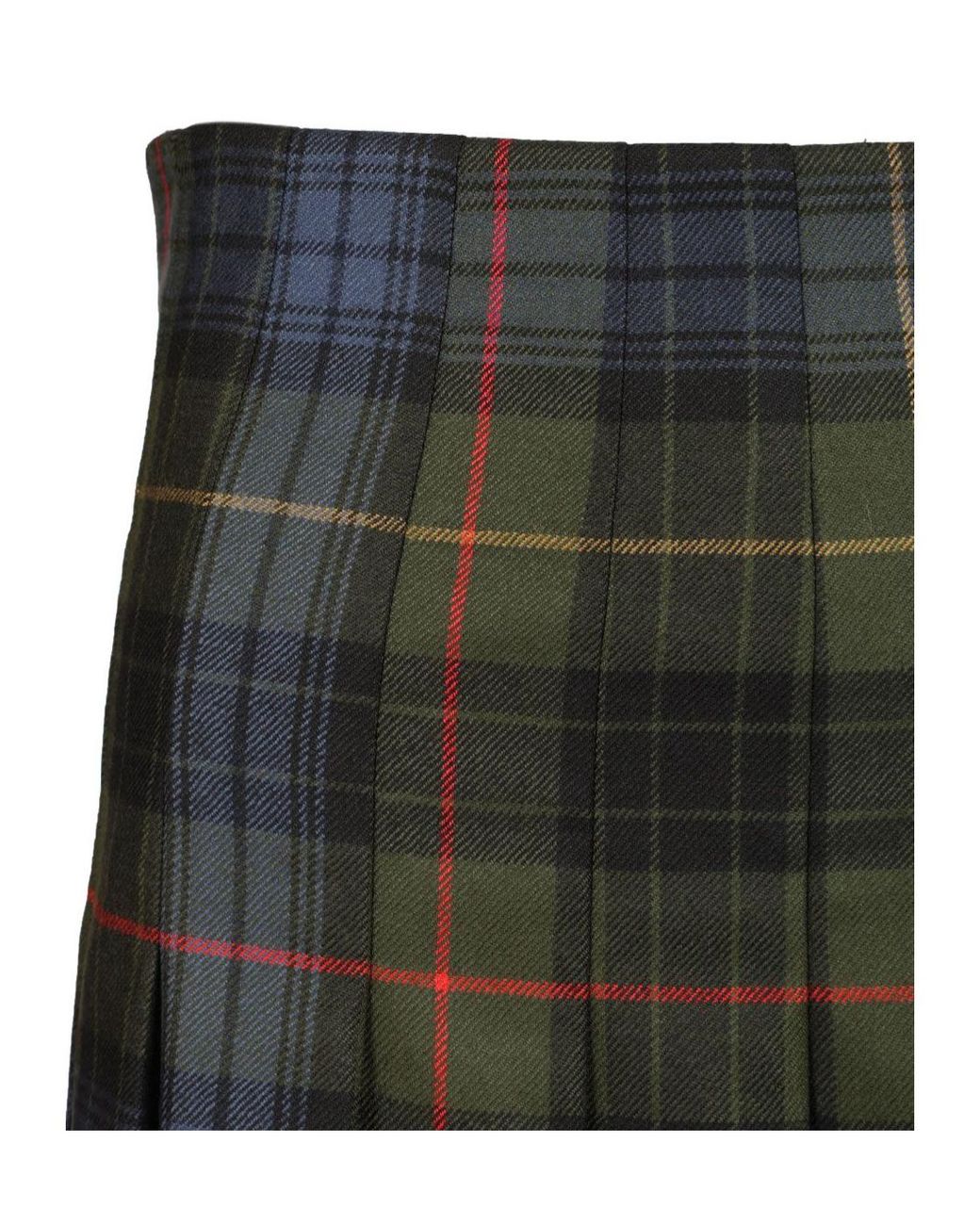 Etro Green Pleated Checked Midi Skirt