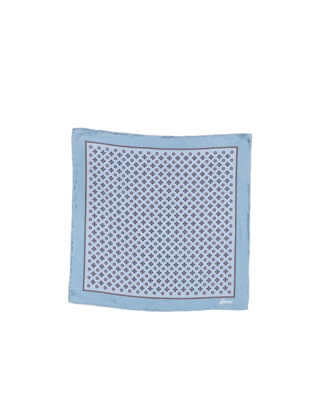 Brioni Blue Printed Pocket Square for men