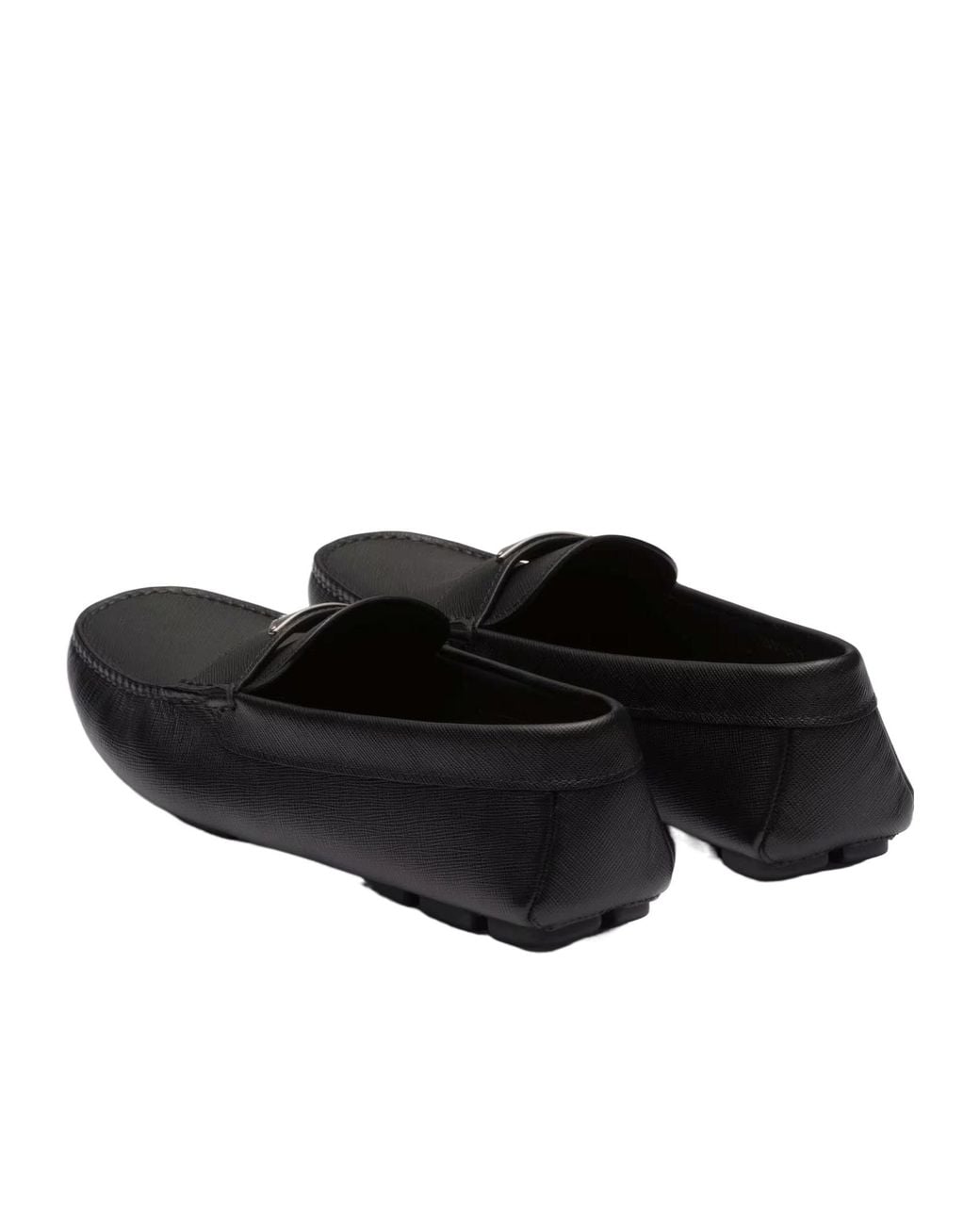 Prada Black Triangle-Logo Loafers for men