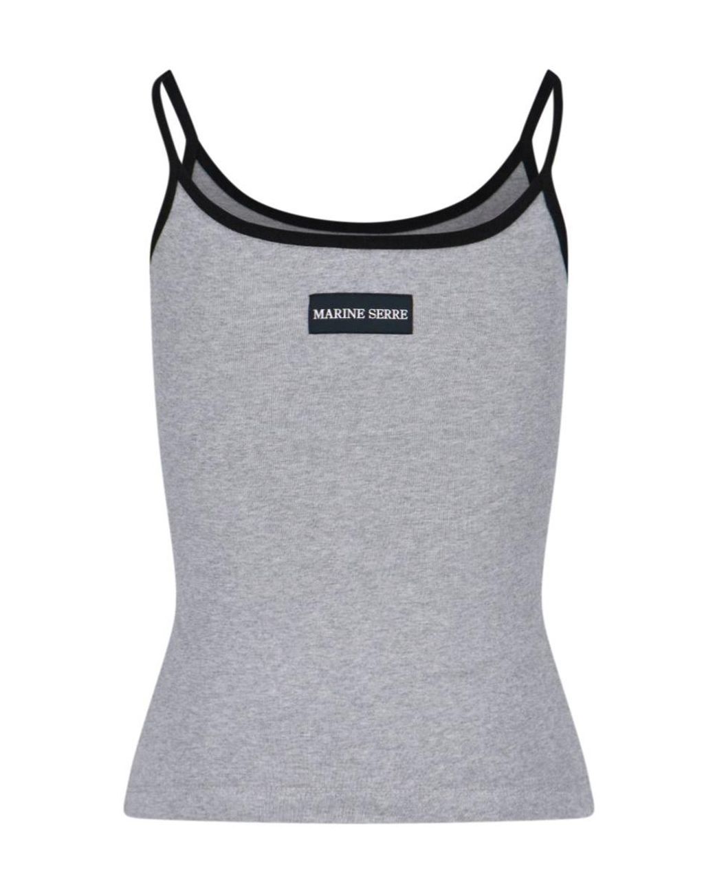 MARINE SERRE Gray Logo Detailed Sleeveless Tank Top
