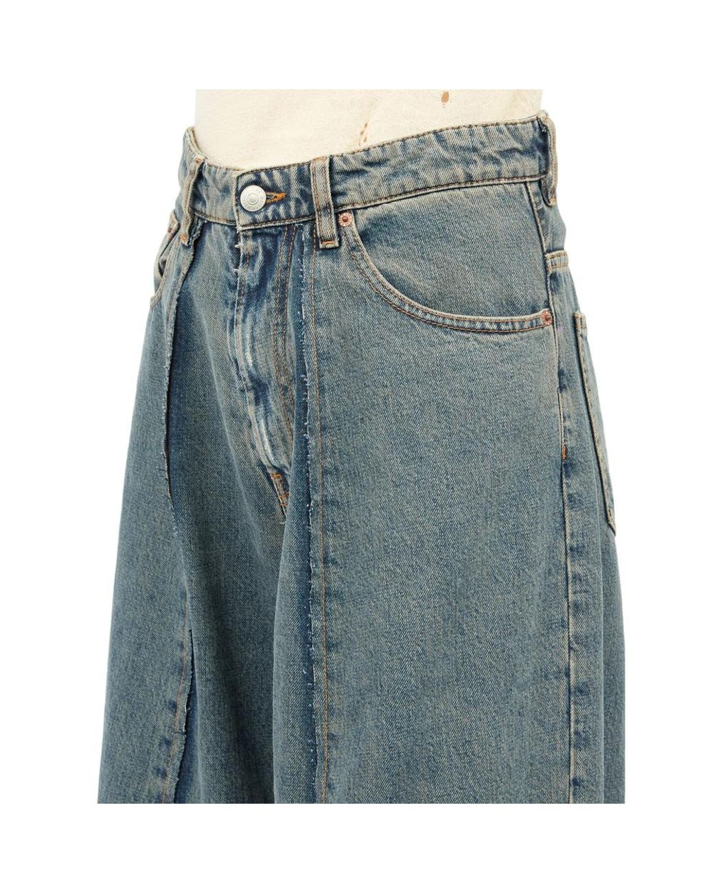 MM6 by Maison Margiela Blue Logo Patch Wide-Leg Jeans
