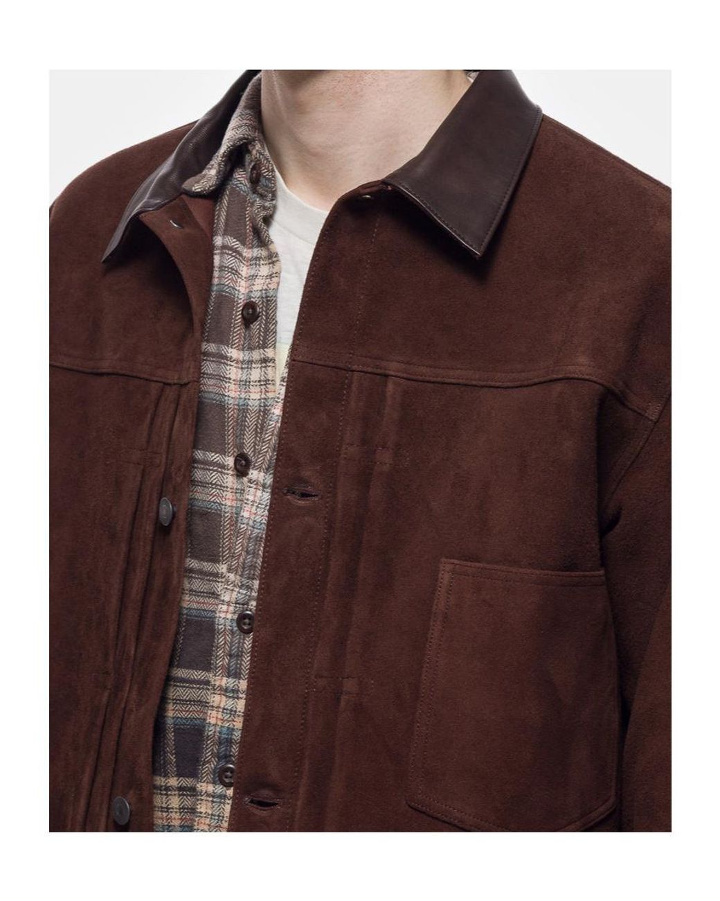 A.PRESSE Brown Retro Deerskin Jacket for men