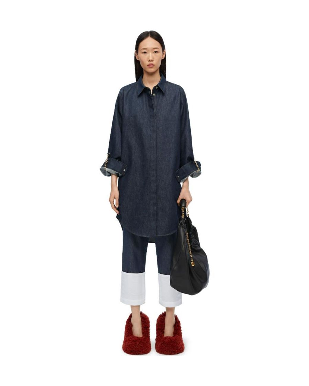 Loewe Blue Chain-Detailed Denim Shirt Dress