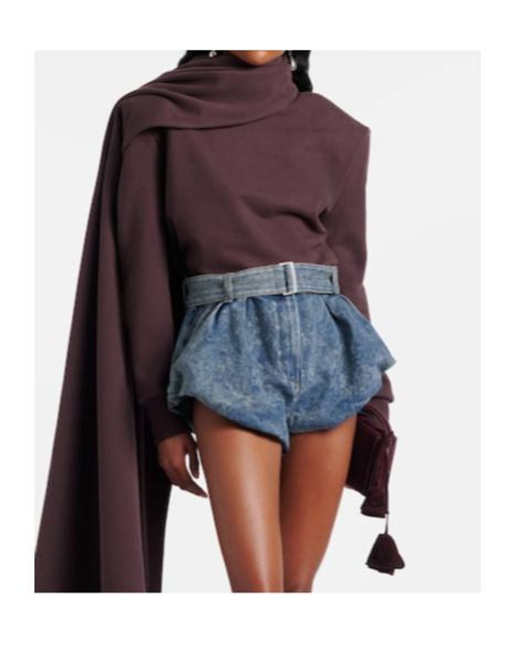 Magda Butrym Blue Belted High-Rise Denim Shorts