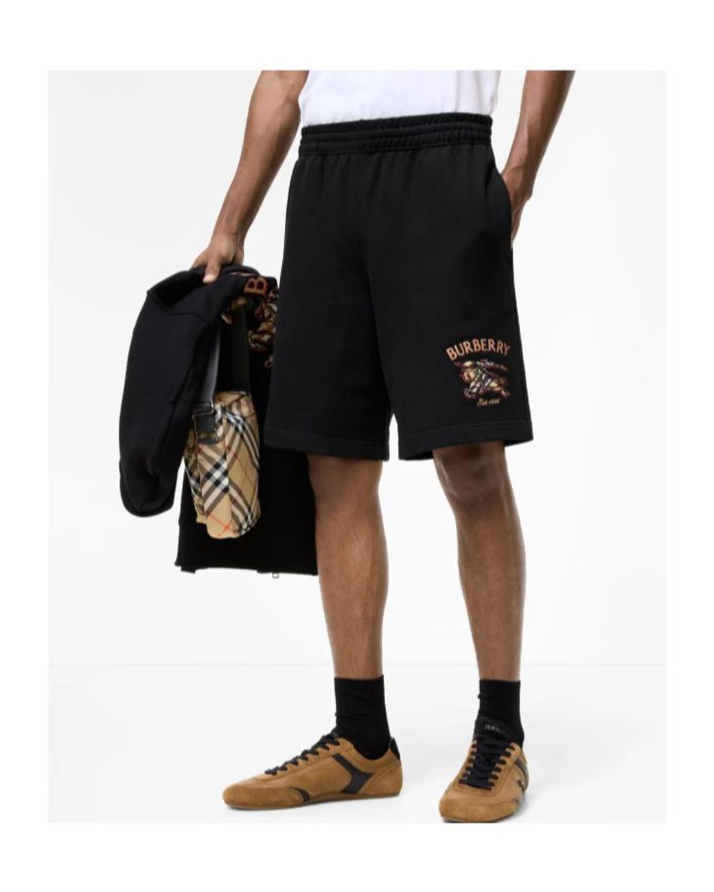 Burberry Black Knight Check Cotton Shorts for men