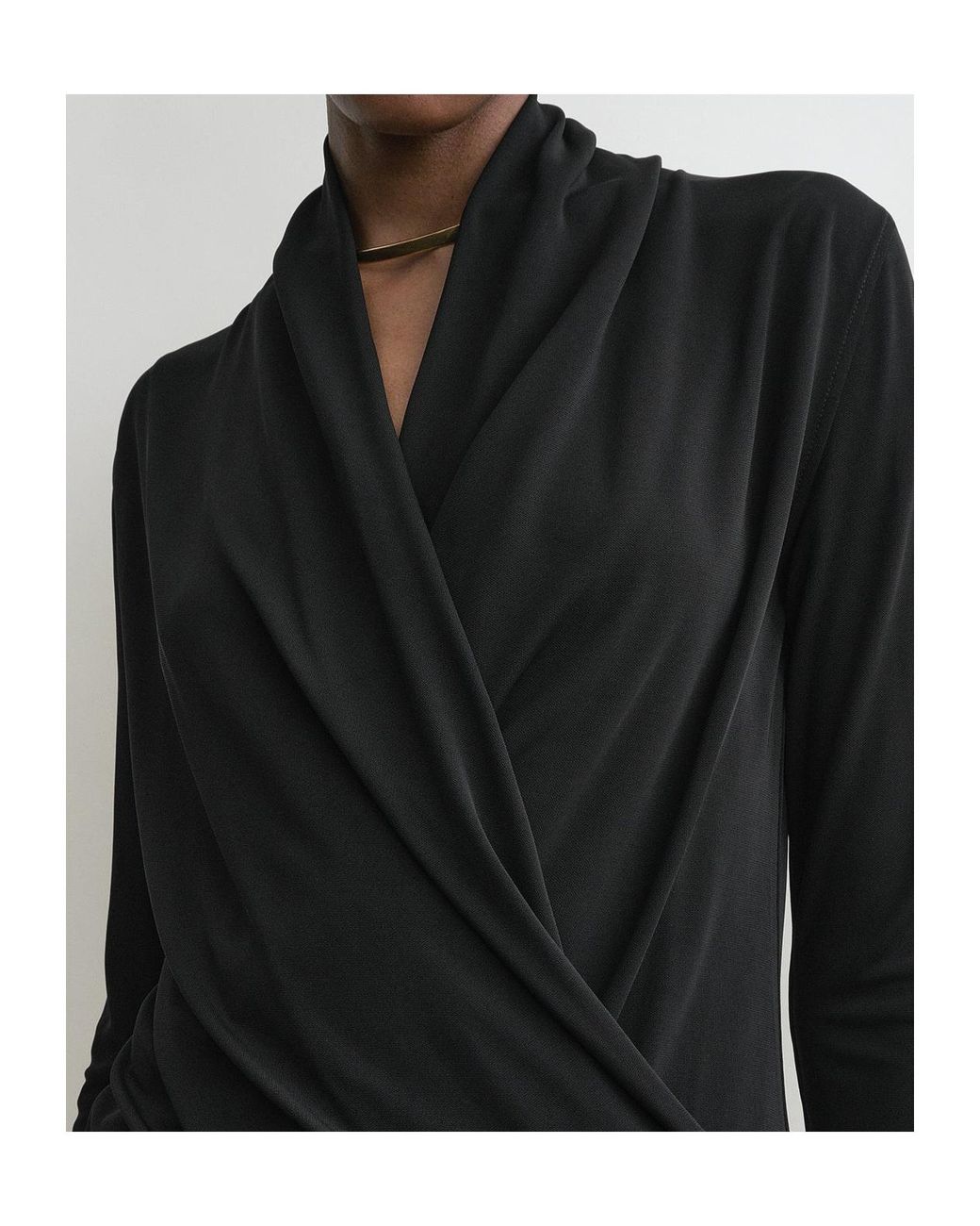 Totême Black Totême Draped Overlapped Jersey Blouse