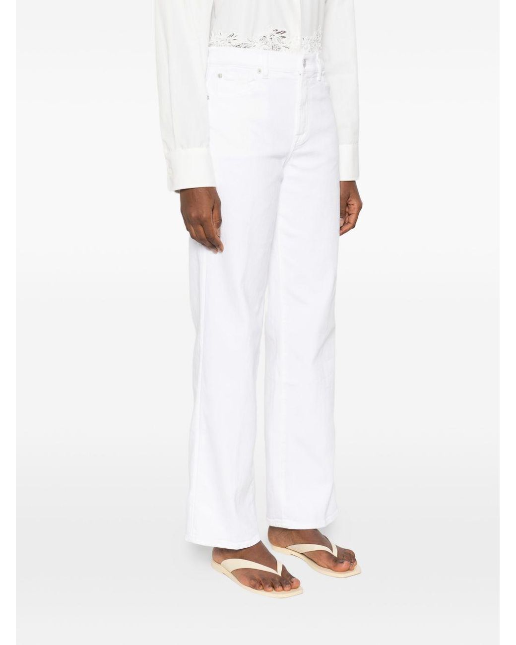 7 For All Mankind White Jeans With Belt Loops