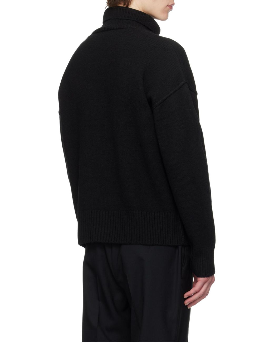 AMI Black Roll-Neck Knitted Jumper