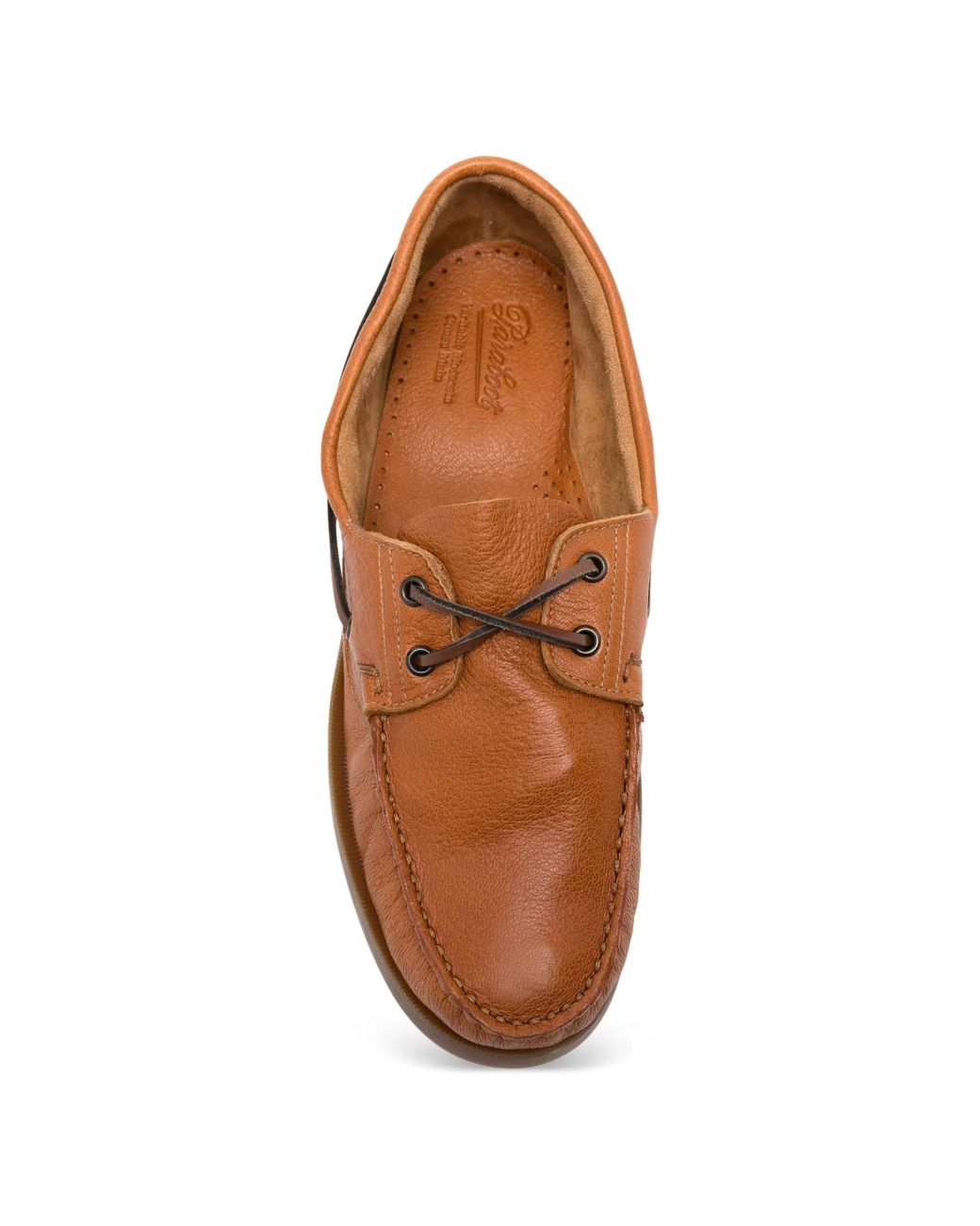 Paraboot Brown Lace-Up Leather Boat Shoes for men