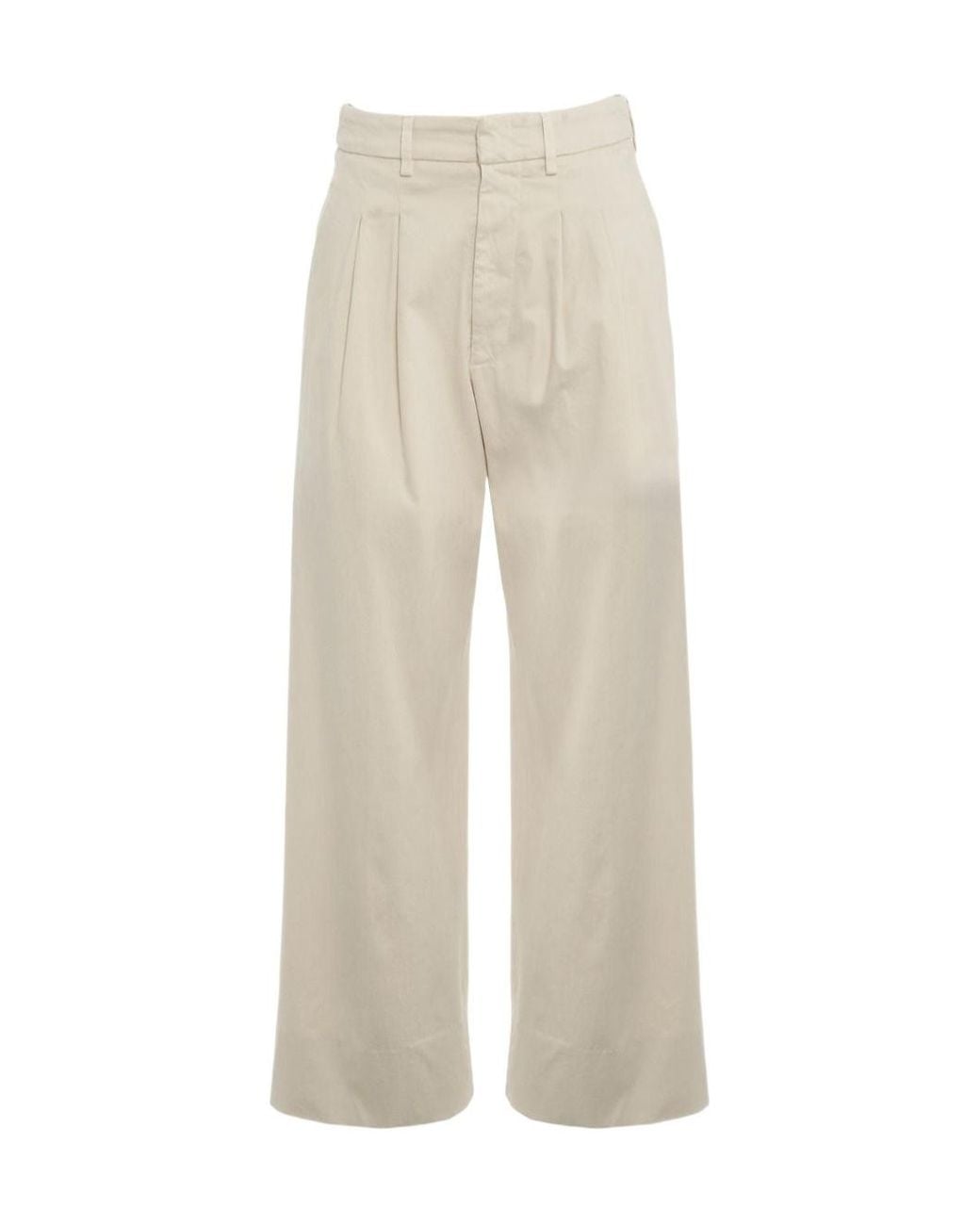 Dondup White Pleated Wide-Leg Casual Trousers