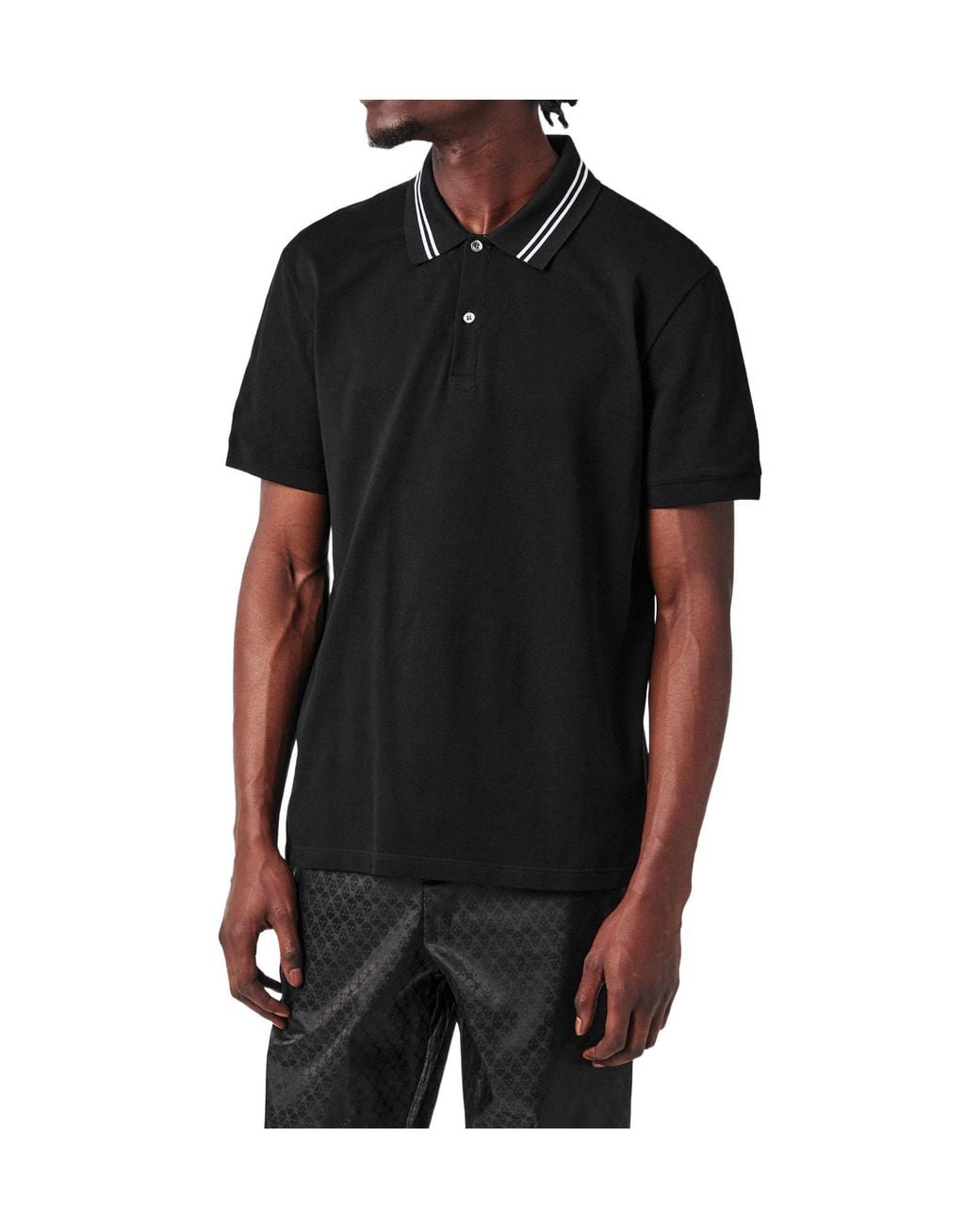 McQueen Black Short-Sleeve Polo Shirt for men