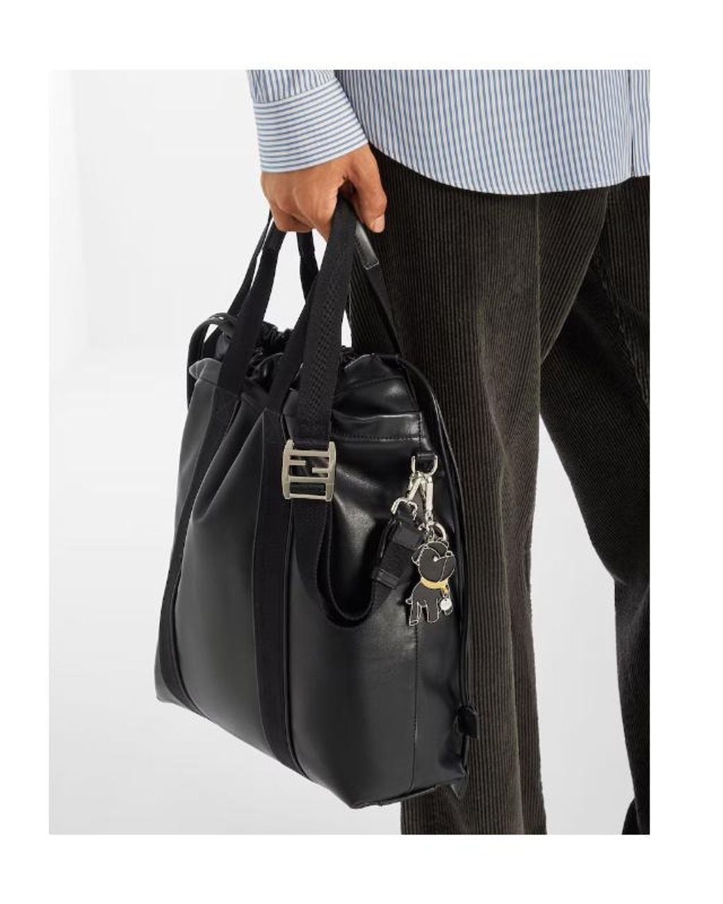 Fendi Black Flux Drawstring Tote Bag for men
