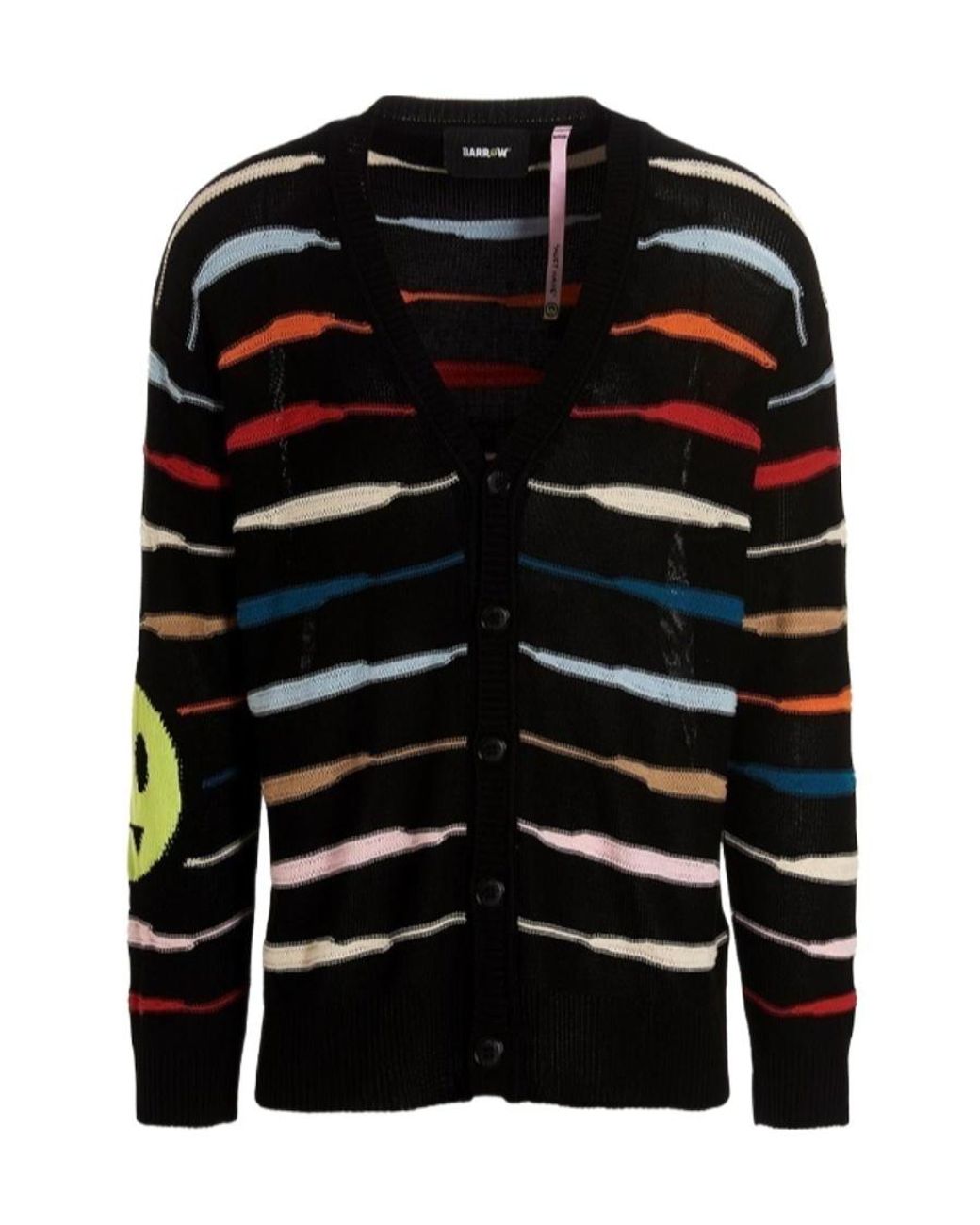 Barrow Black Striped V-Neck Buttoned Cardigan for men