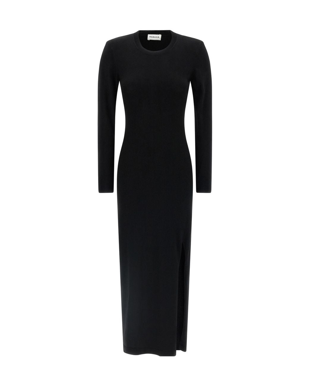 P.A.R.O.S.H. Black Padded-Shoulder Midi Dress