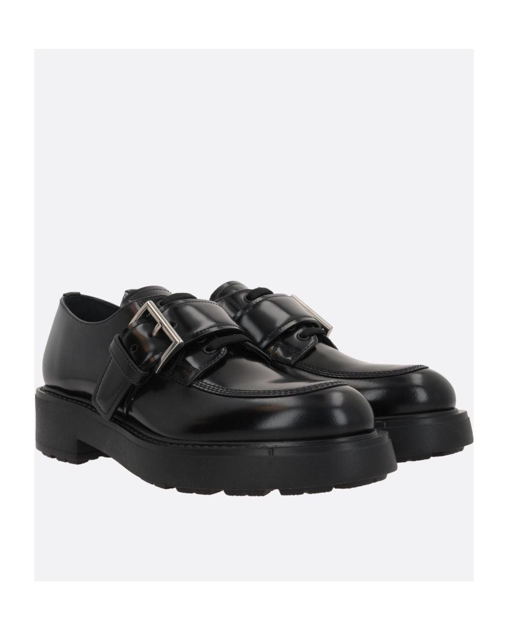 Prada Black Round-Toe Lace-Up Shoes