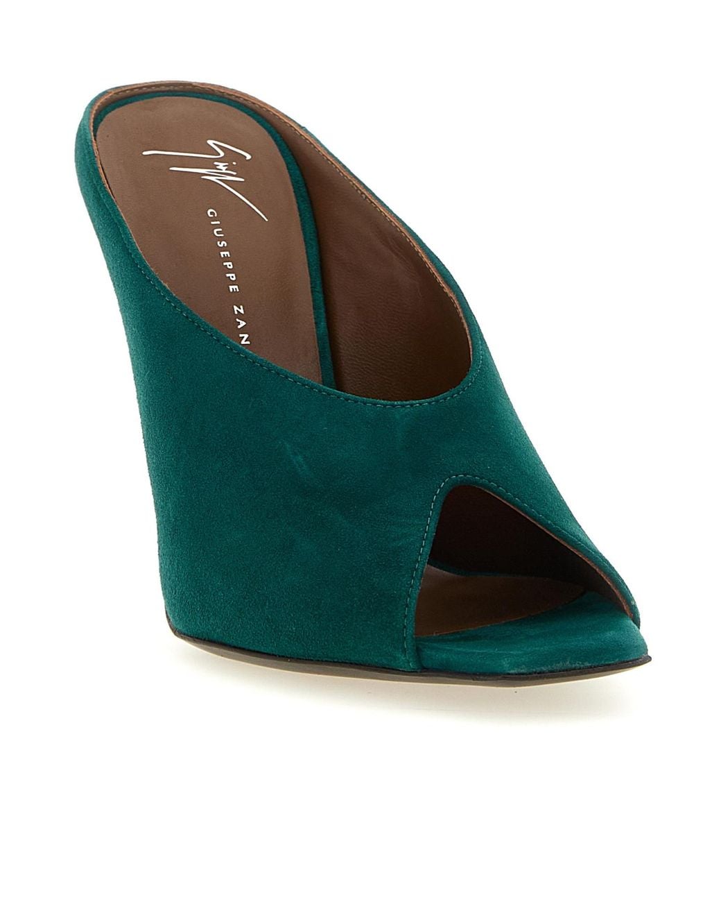 Giuseppe Zanotti Green Slip On Heeled Mules