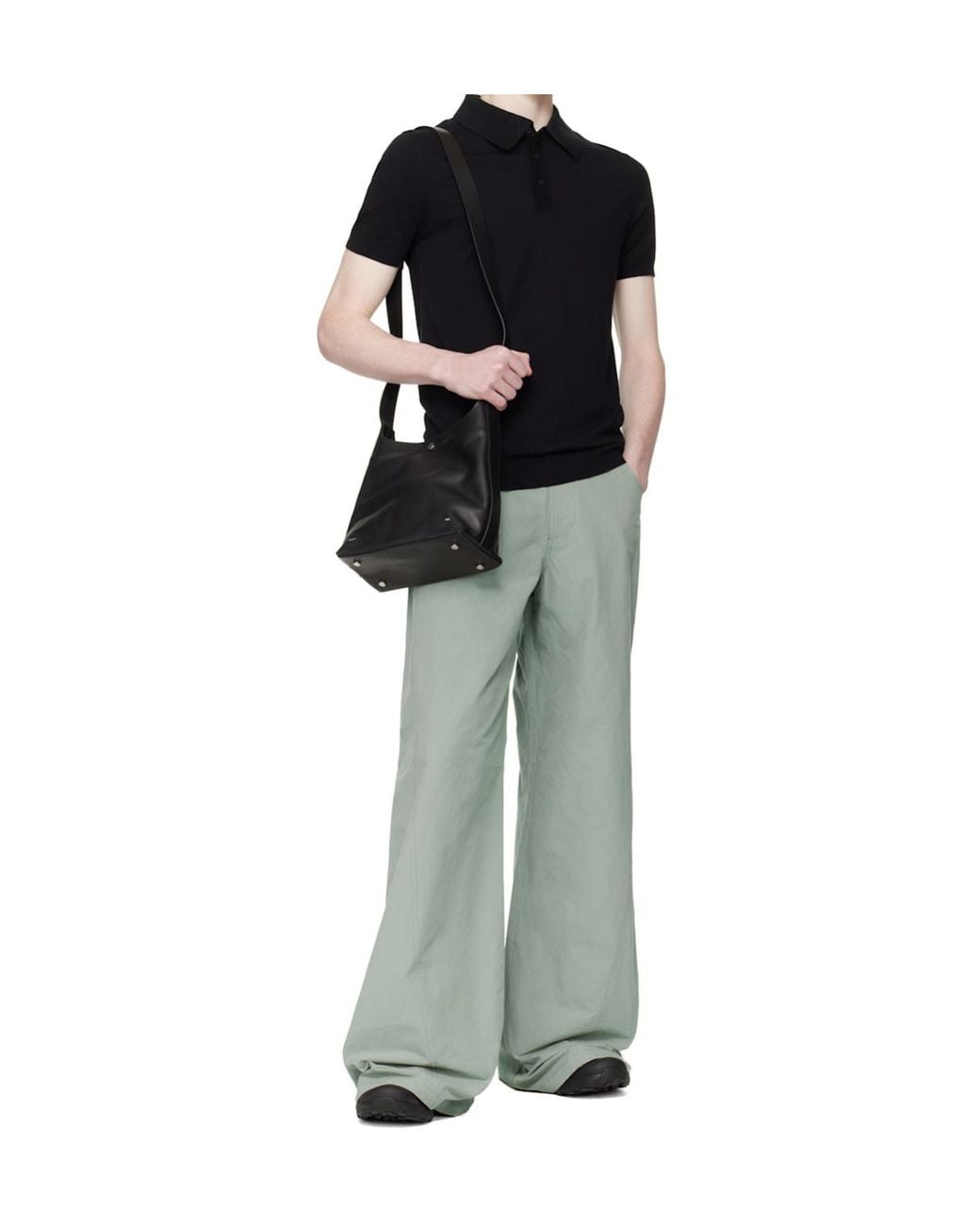 HELIOT EMIL Black Mantica Snap-Button Shoulder Bag for men