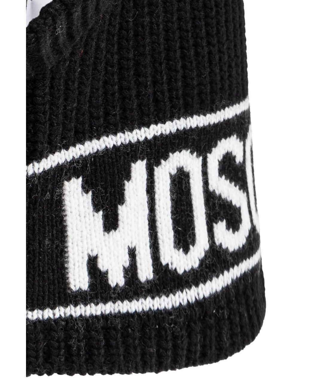 Moschino Black Logo Intarsia Knit Hoodie for men