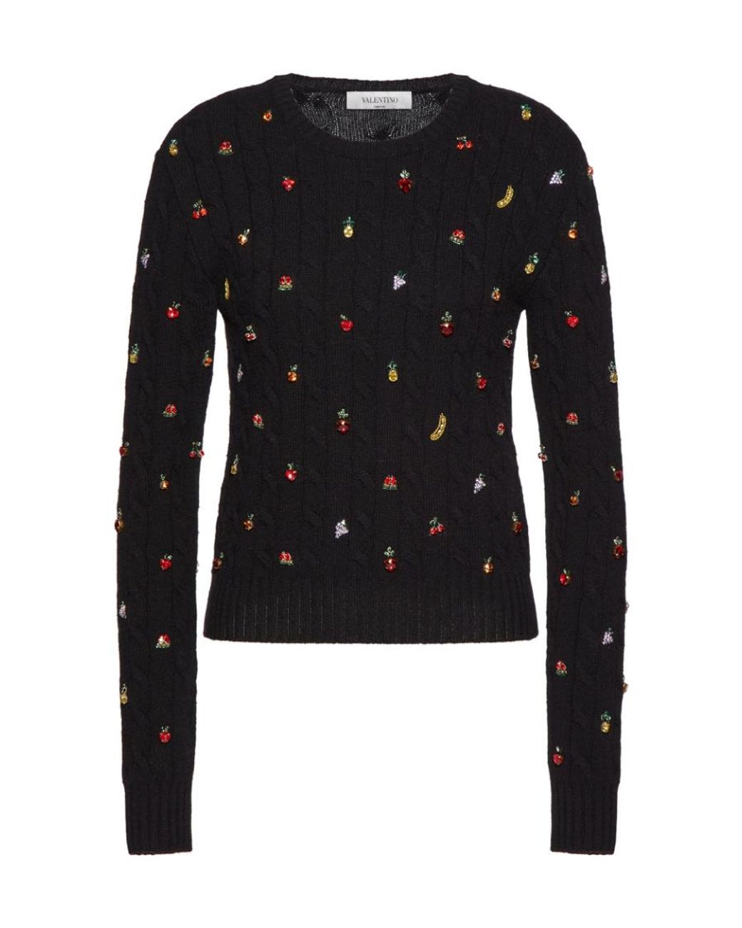 Valentino Black Long-Sleeved Wool Knitted Pullover