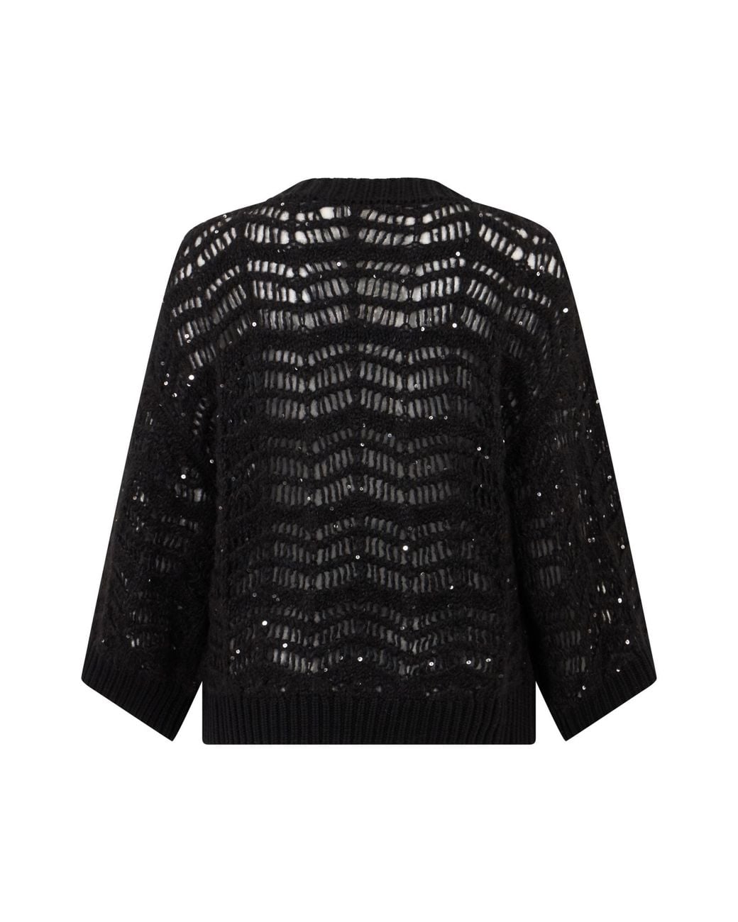 Peserico Black Open-Knit Boxy Knitted Sweater