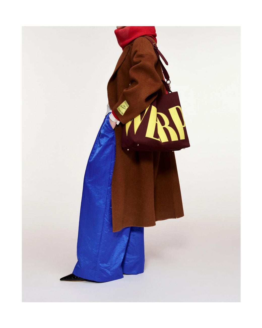 Essentiel Antwerp Brown Logo-Patch Single Breasted Coat