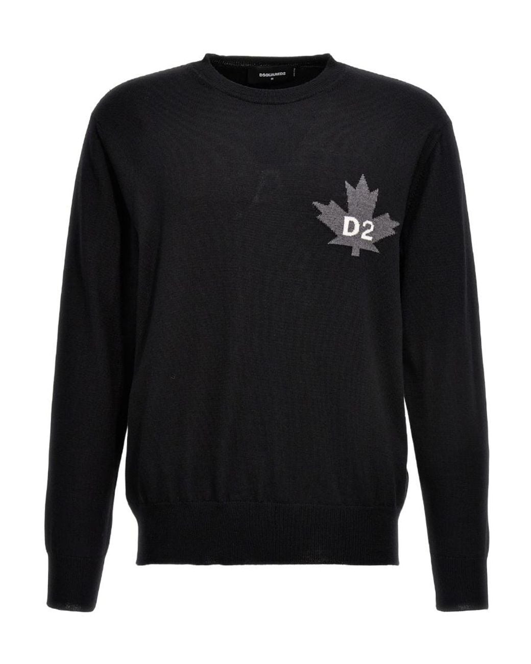 DSquared² Black Logo-Intarsia Crewneck Jumper for men
