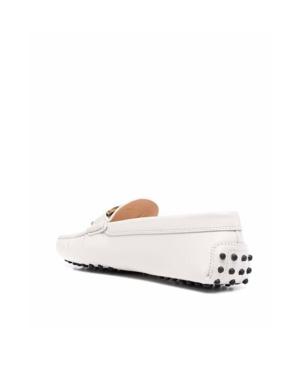 Tod's White Kate Logo Engraved Loafers