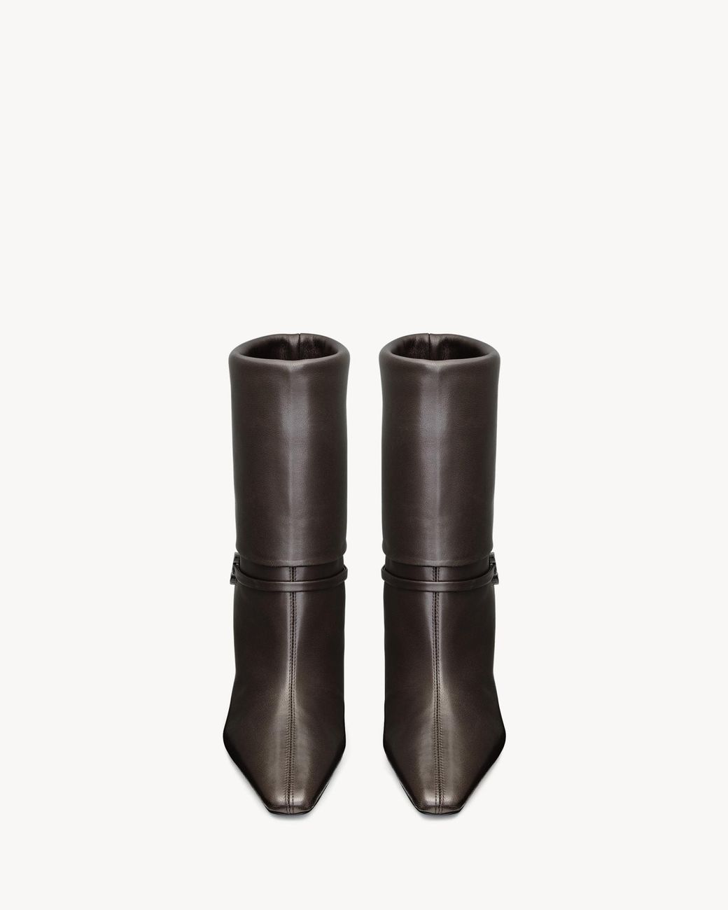 Saint Laurent Brown Niki Logo Detailed Ankle Boots