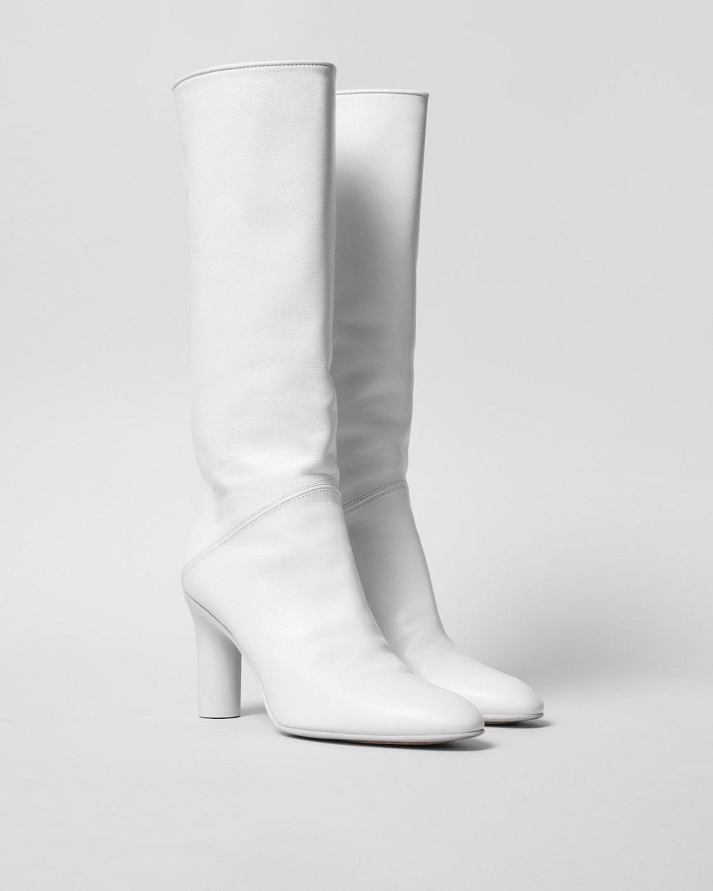 Céline White Round-Toe Tall Boots