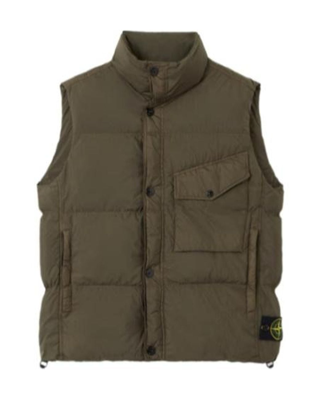 Stone Island Green Logo Patch High Neck Gilet for men