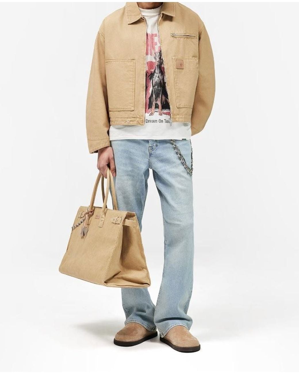 Represent Natural Boxy Zip-Up Worker Jacket for men