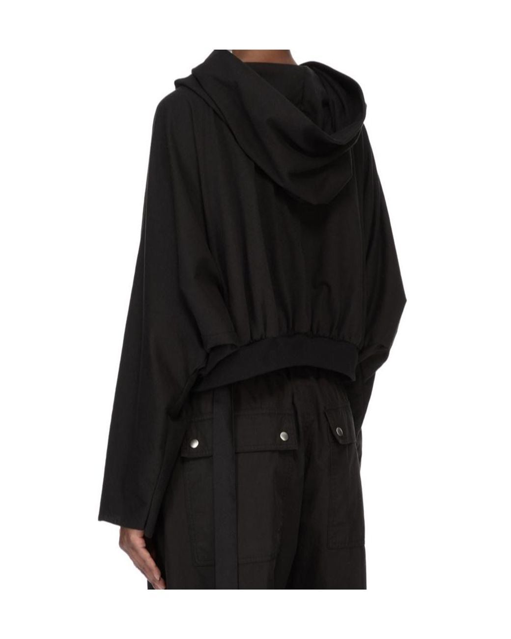 Rick Owens Black Temple Cropped Hooded Top