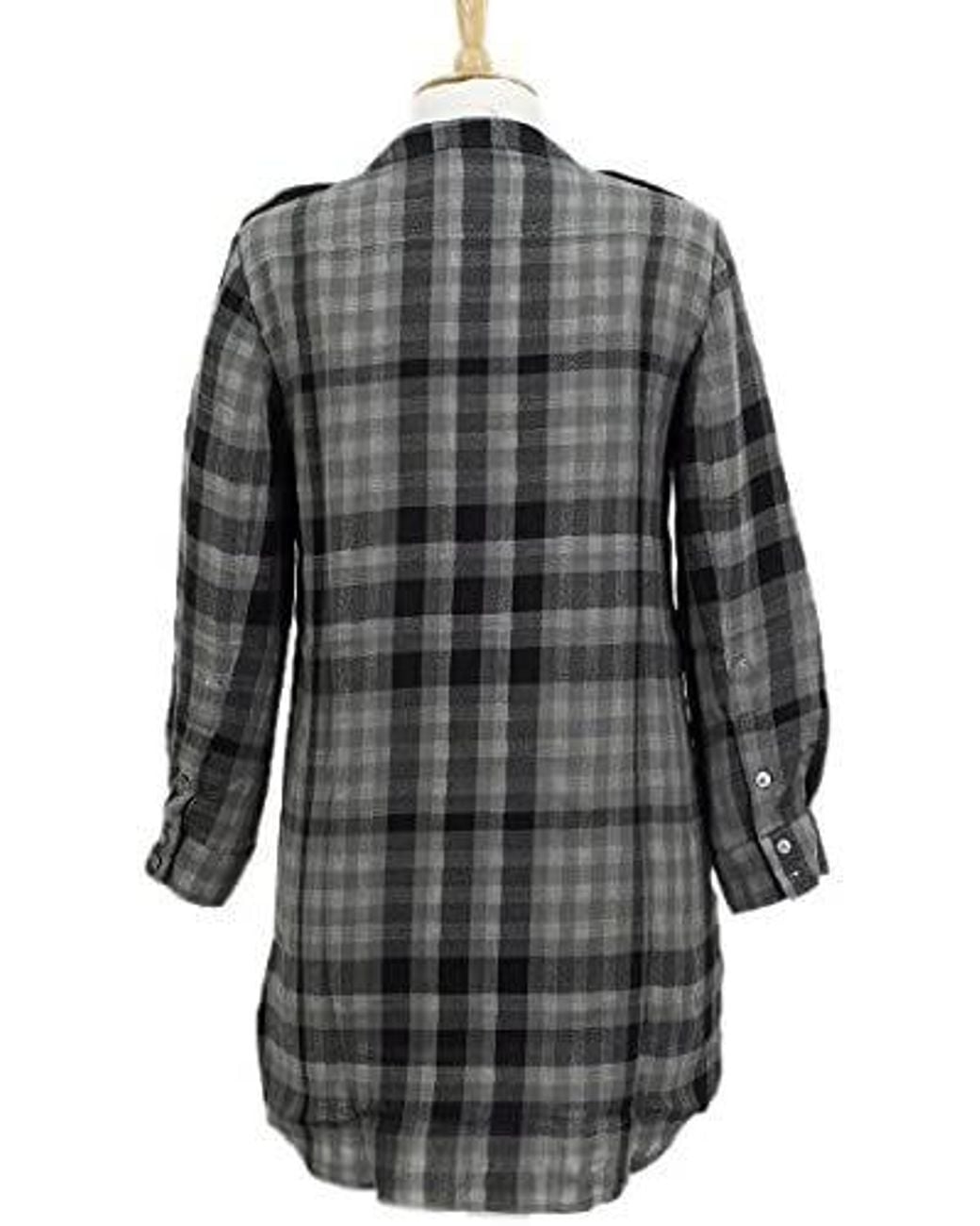 Burberry Gray Plaid Long-Sleeved Shirt