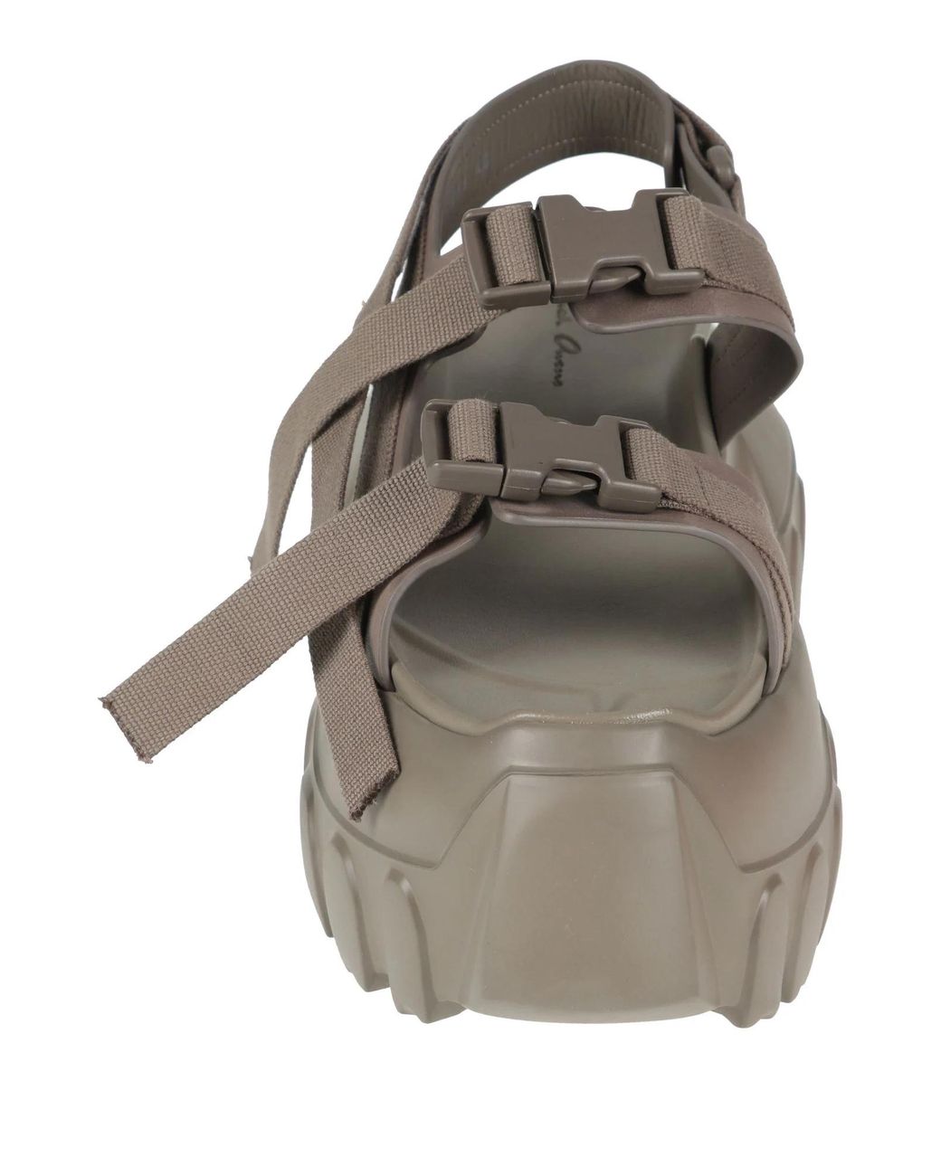 Rick Owens Gray Minimalist Elastic Strap Block-Heel Sandals
