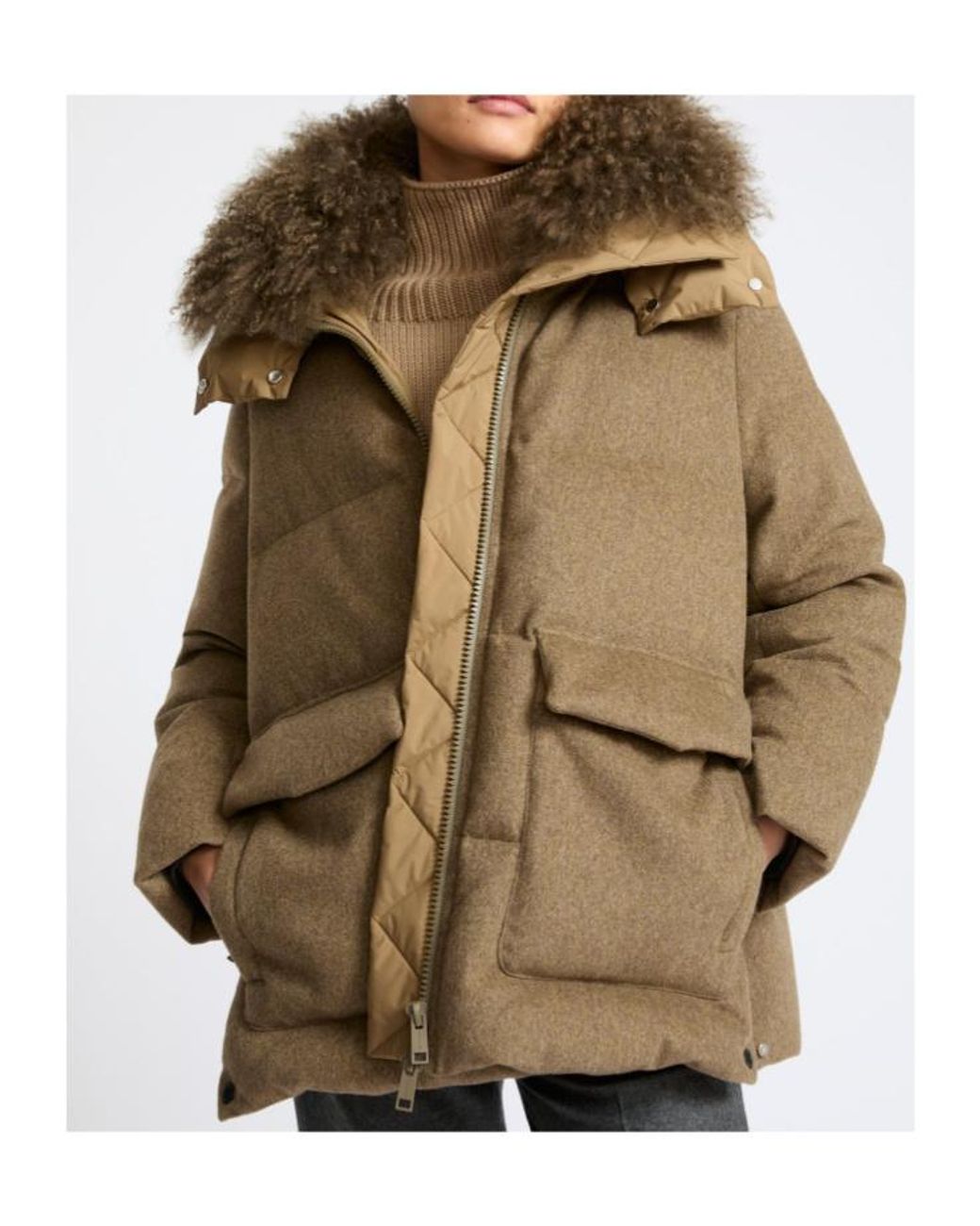 Yves Salomon Brown Cashmere Hooded Coat