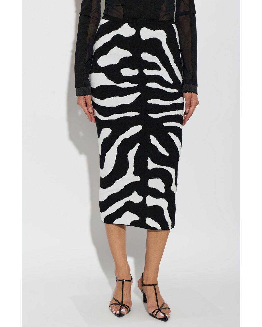 Moschino Black Printed Stretch Skirt