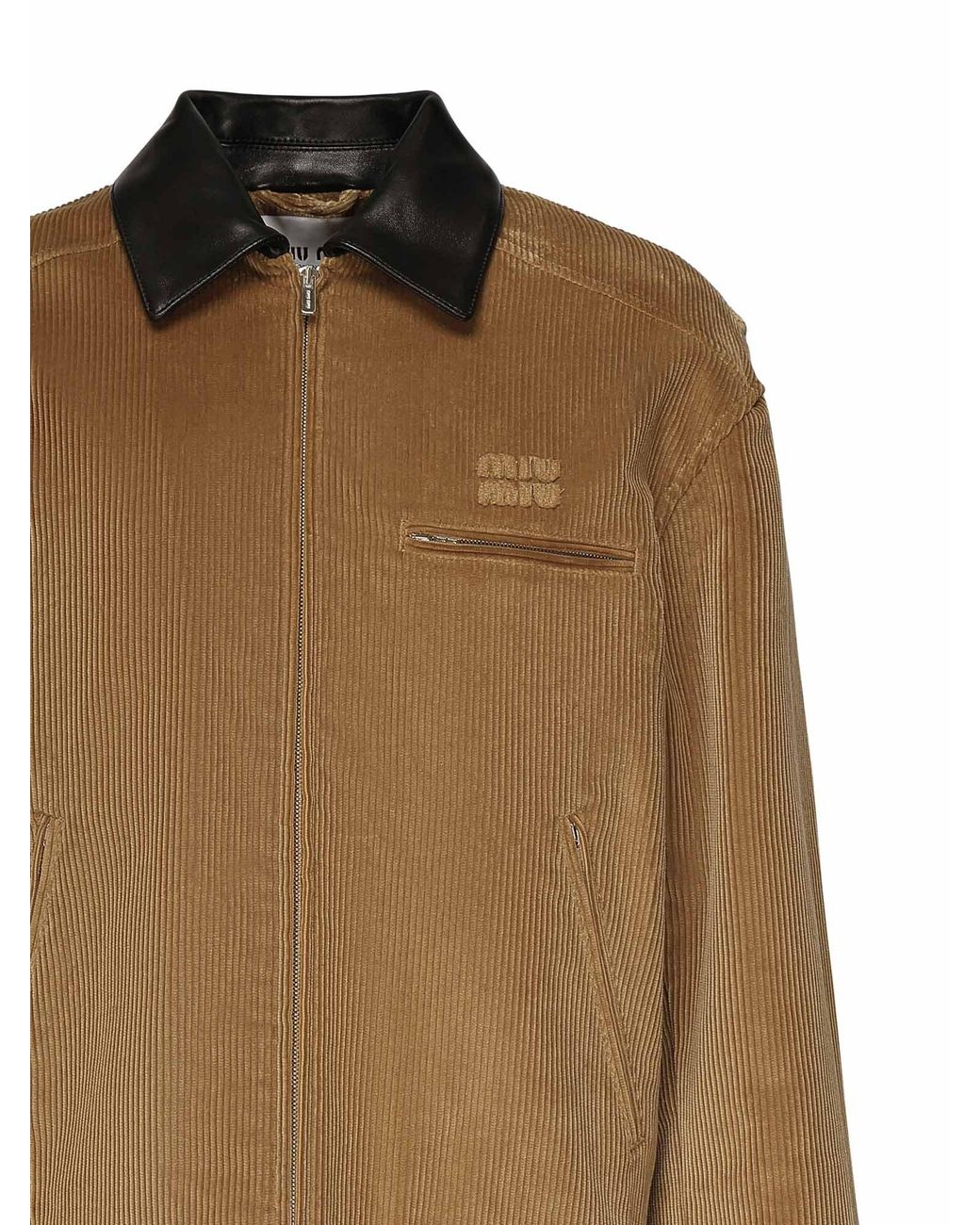 Miu Miu Brown Logo-Detailed Zipped Jacket