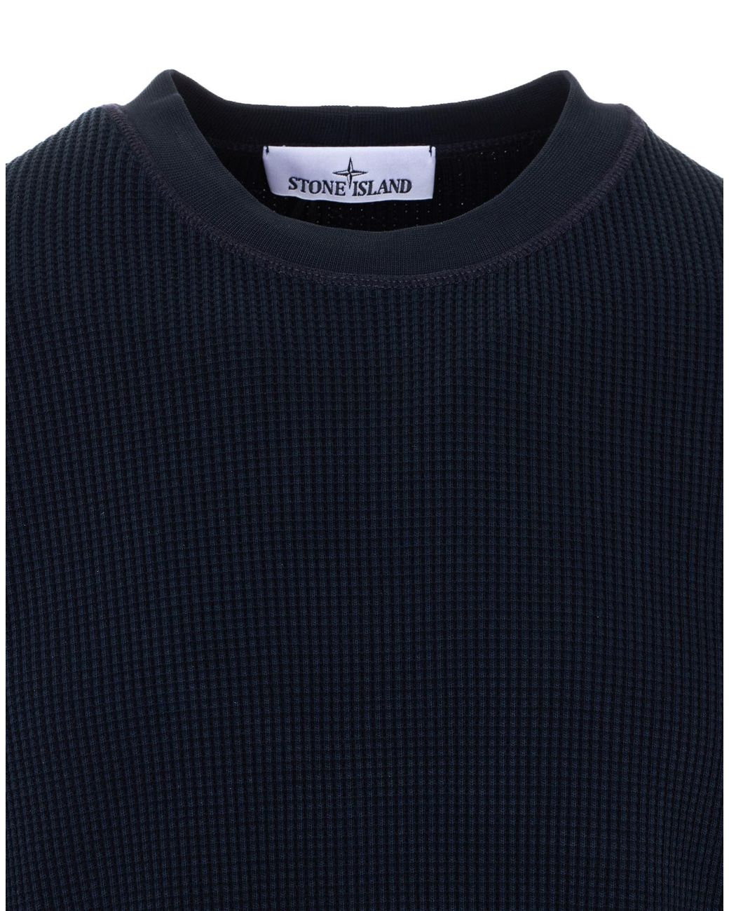 Stone Island Blue Honeycomb Crew Neck Sweatshirt for men