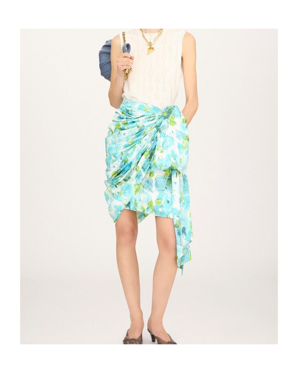 Chloé Blue Chloé Draped Wrap Skirt