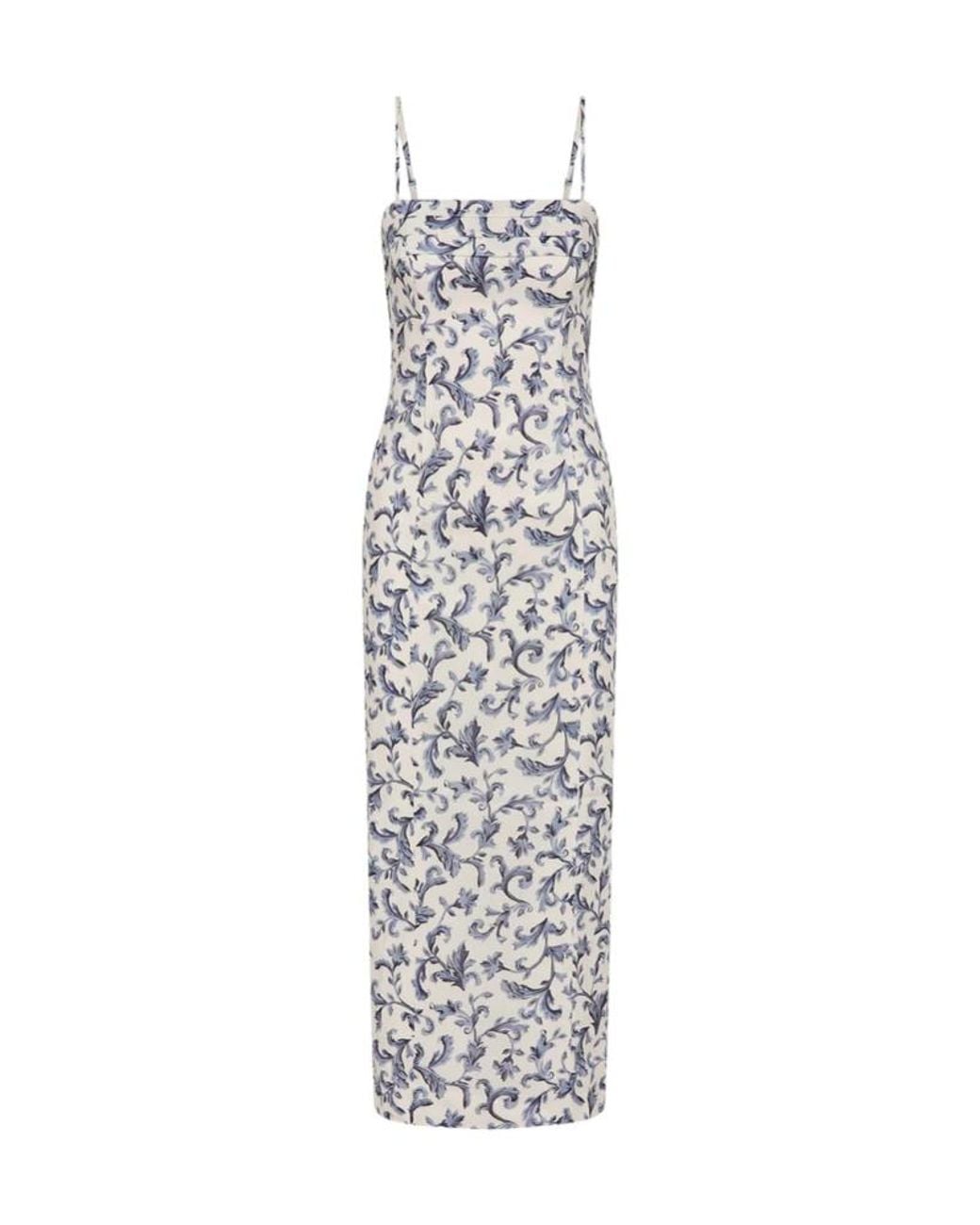 Posse White Rue Patterned Midi Dress